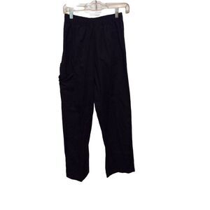 B Scrubs Elastic Waist Pants  Small Black Cotton/Polyester